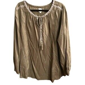Meri Skye olive green peasant top size 3X